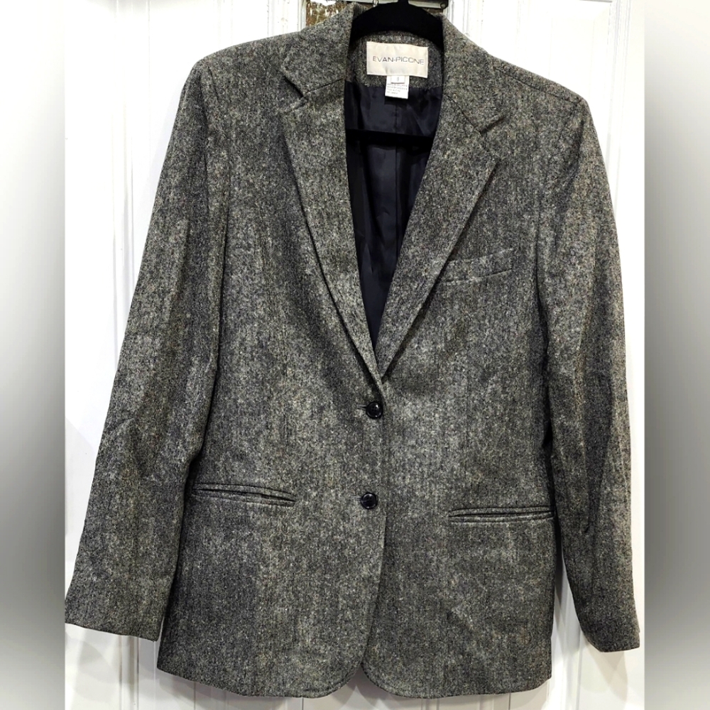 Evan-Picone grey wool blend blazer women's size 8
